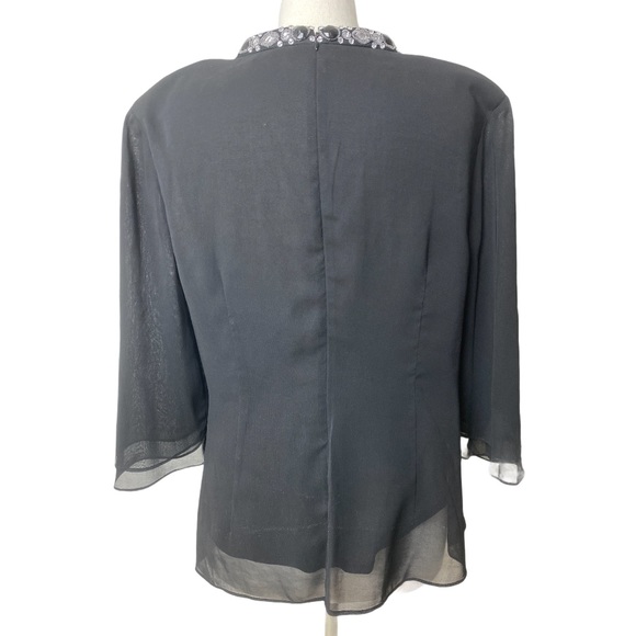 GILANI Blouse V Neck Beaded Semi Sheer - Picture 3 of 9